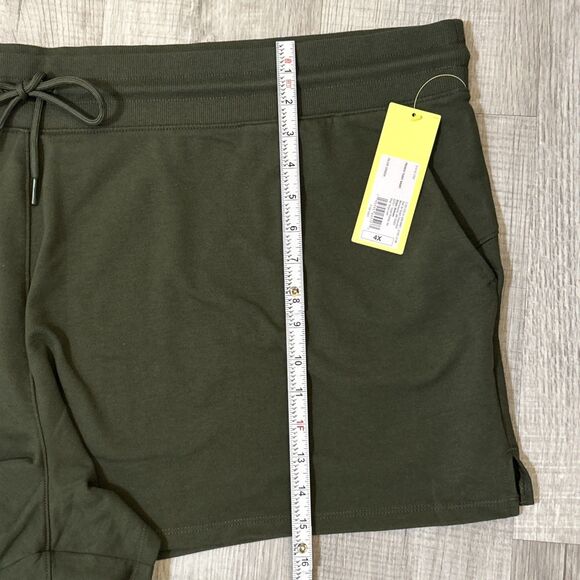 All in Motion Women's 4X Olive Green Frech Terry Side Pockets Drawstring Shorts - Picture 15 of 16